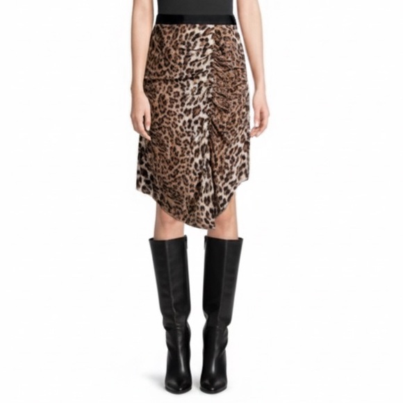 Joie Dresses & Skirts - Joie Ornica Leopard Print Ruched Asymmetrical Hem Handkerchief Skirt 4